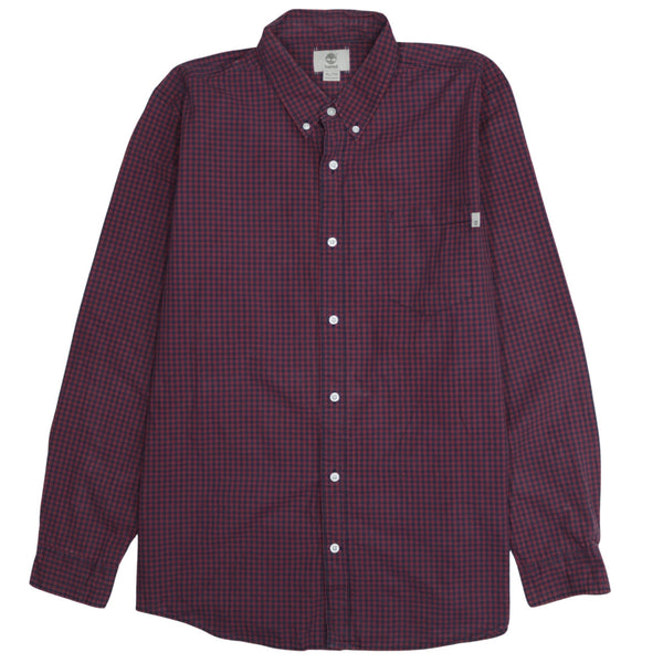 Timberland Vintage 90's Burgundy Red Long Sleeve Button-Up Shirt Men's XLarge
