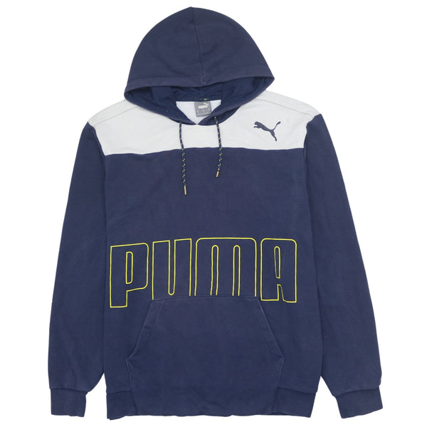 Puma 90's Spellout Pullover Hoodie Large Navy Blue