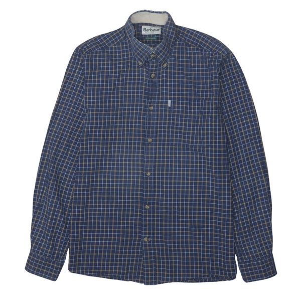 Vintage Barbour 90's Navy Blue Medium Long Sleeve Button Up Shirt