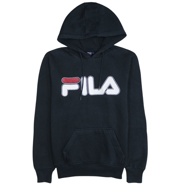 Vintage Fila 90's Black Spellout Pullover Hoodie Small
