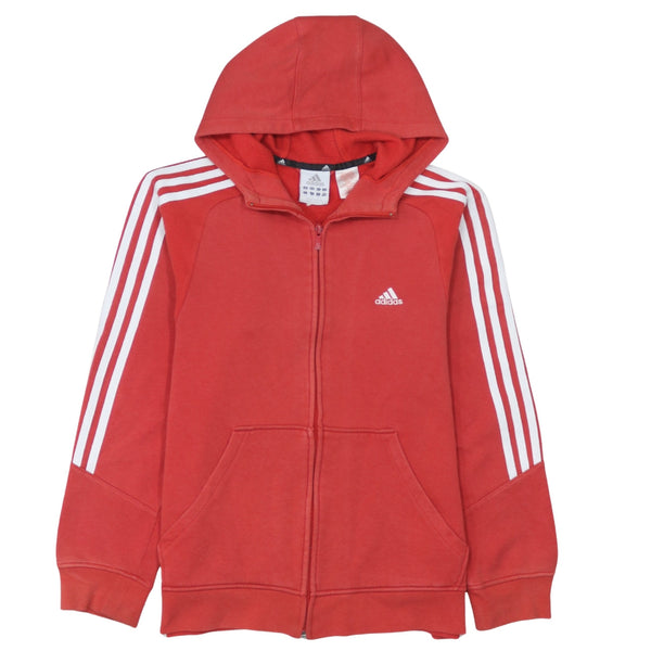 Adidas 90's Striped Sleeve Full Zip Up Hoodie Medium  Red