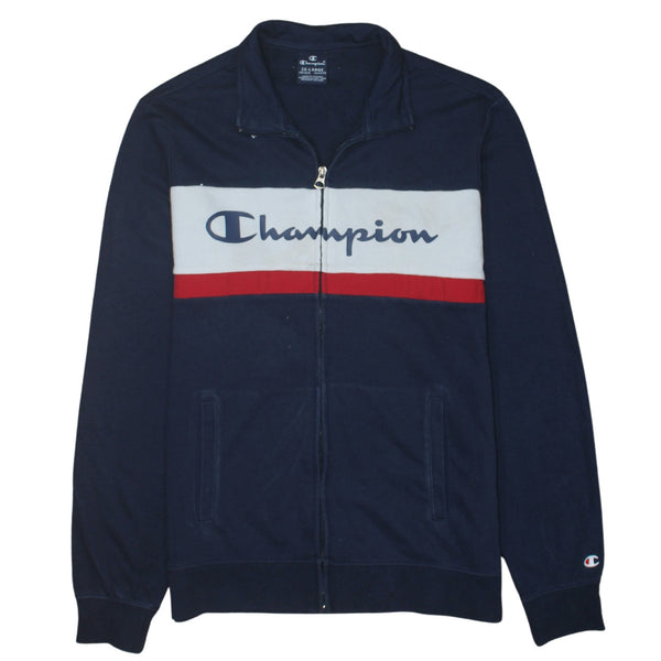 Champion 90's Spellout Full Zip Up Sweatshirt XXLarge (2XL) Navy Blue