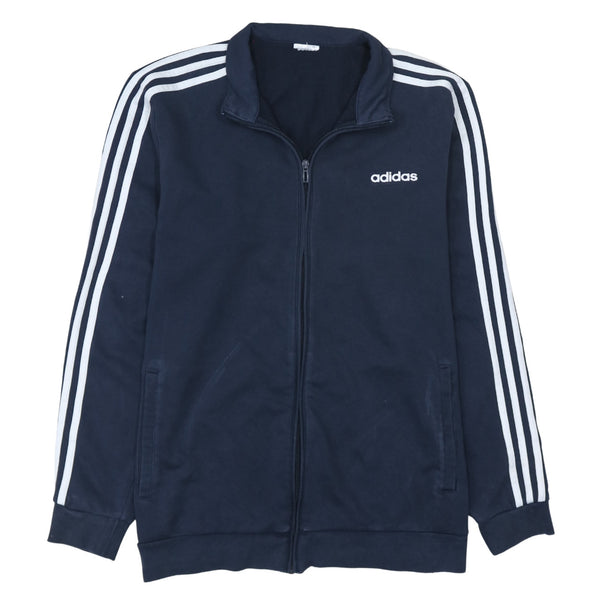 Adidas 90's Striped Sleeve Full Zip Up Sweatshirt Large  Navy Blue