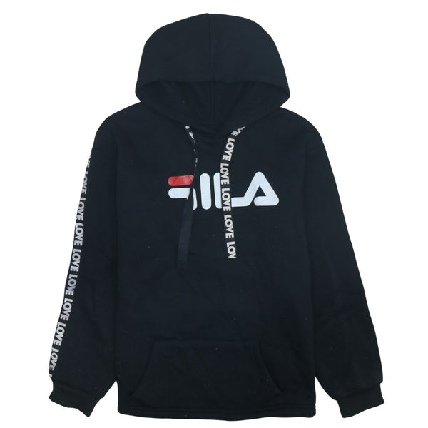Vintage 90's Fila Spellout Pullover Hoodie Large Black