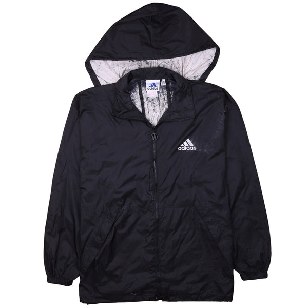 Adidas Vintage 90's Black Hooded Full Zip Windbreaker Men's M