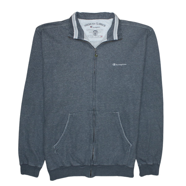 Champion 90's Lightweight Full Zip Up Sweatshirt Large Grey