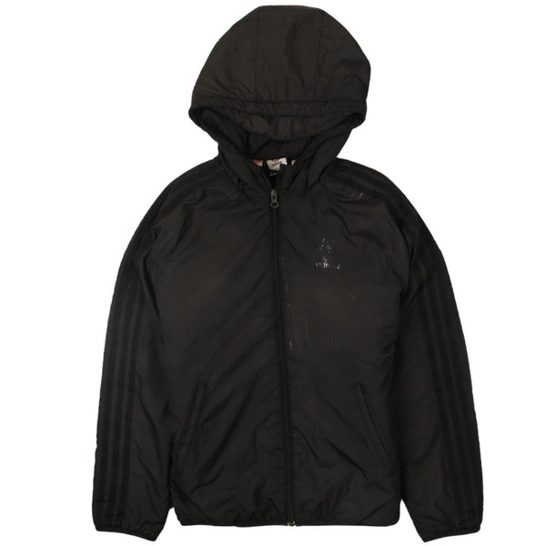 Adidas 90s Vintage Black Hooded Full Zip Up Windbreaker Womens L
