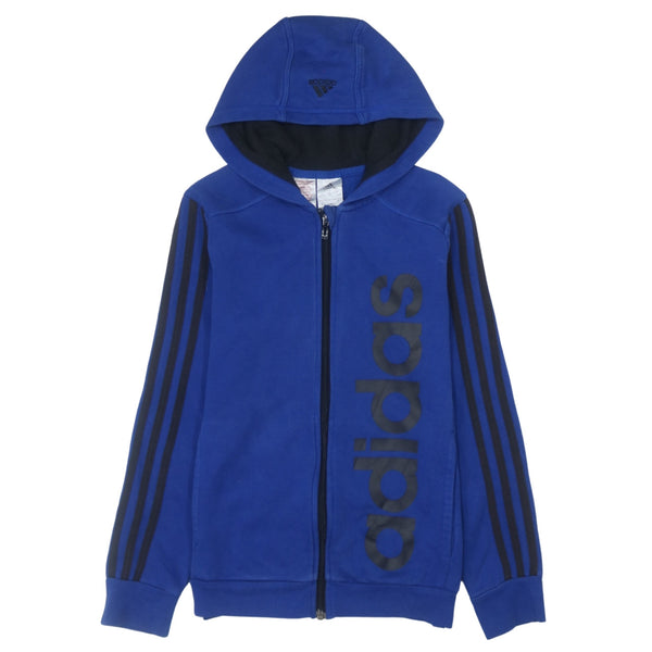 Adidas Vintage 90's Spellout Blue Zip Hoodie Medium