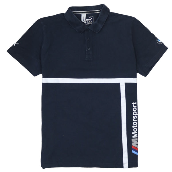Puma 90's Short Sleeves Quarter Button Polo Shirt XLarge Navy Blue