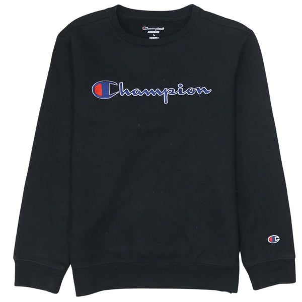 Champion 90's Spellout Crew Neck Sweatshirt Large Black