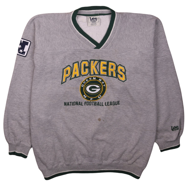 Lee 90's Grey V Neck Sweatshirt XXL Men's Green Bay Packers Fan