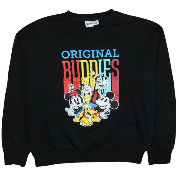 Vintage 90's Disney Black Crew Neck Sweatshirt, Mickey & Friends, Small