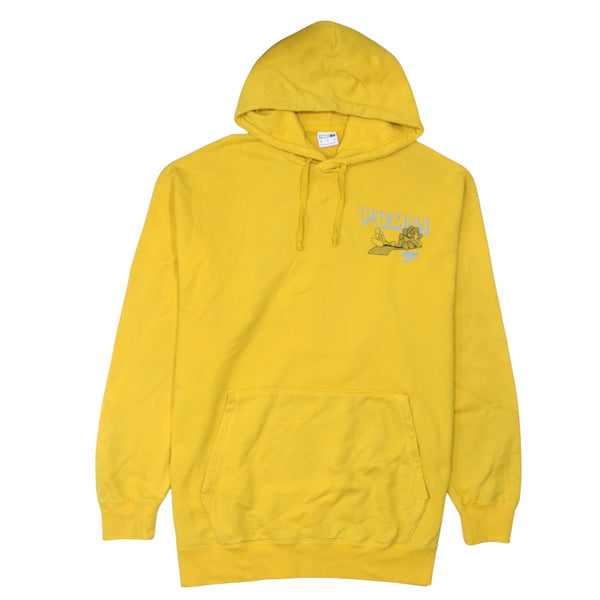 Puma 90's Drawstring Pockets Pullover Hoodie XLarge Yellow