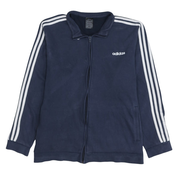 Adidas 90's Striped Sleeve Full Zip Up Sweatshirt XXLarge (2XL) Navy Blue
