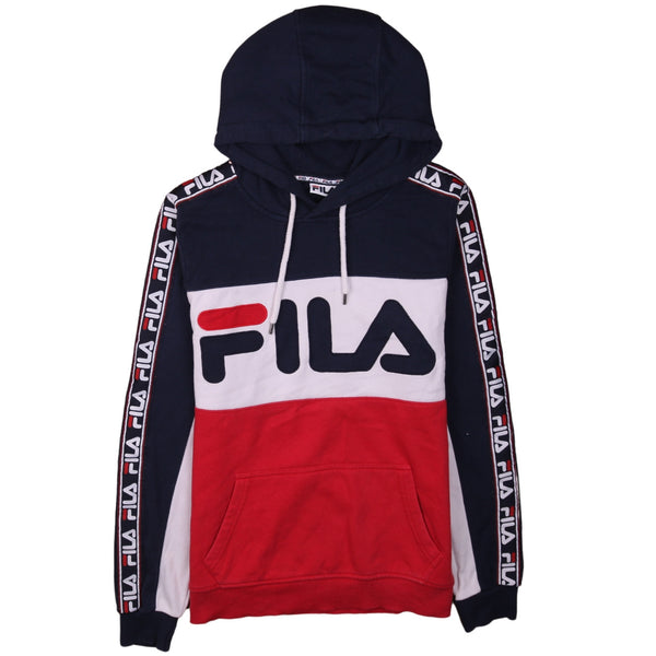 Fila 90's Large Navy Blue Spellout Hoodie Vintage Retro Streetwear