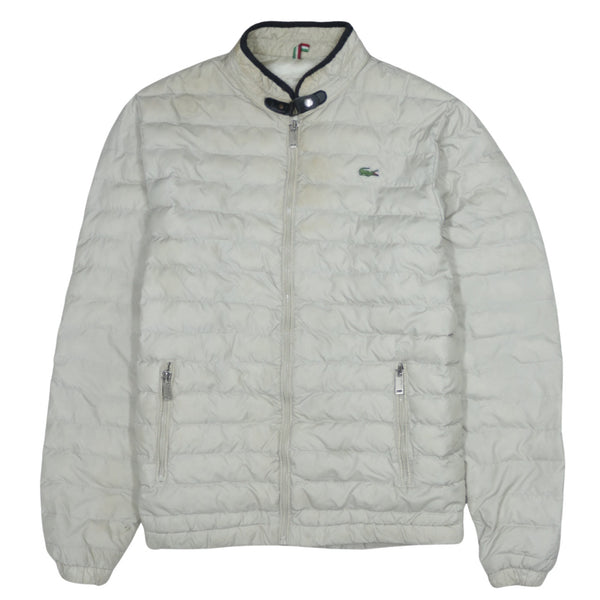 Lacoste 90's Lightweight Full Zip Up Puffer Jacket Medium  Beige Cream