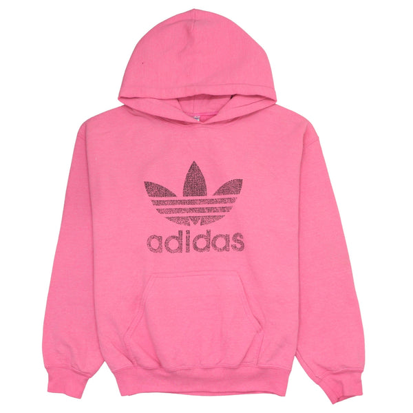 Adidas Pink 90's Vintage Spellout Hoodie Medium