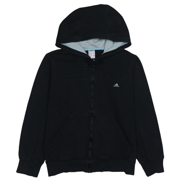 Adidas 90's Drawstring Pockets Full Zip Up Hoodie XLarge Black