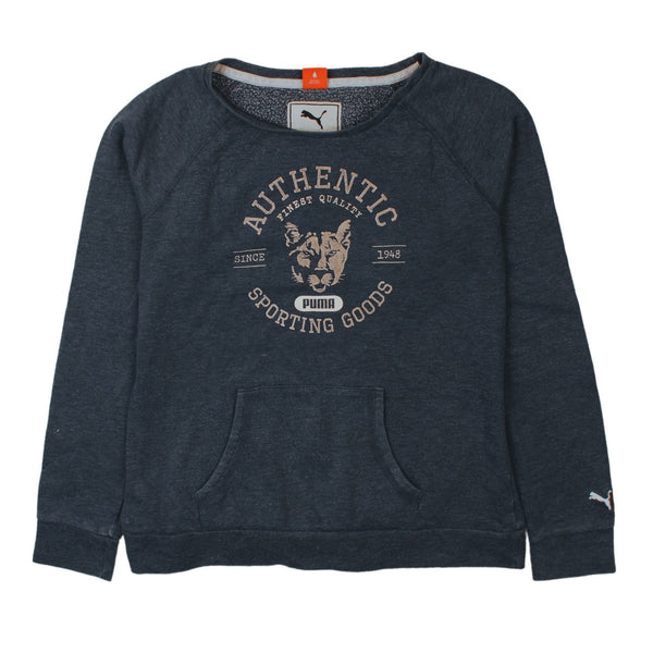 Puma 90's Navy Blue Vintage Crew Neck Sweatshirt Women's XL