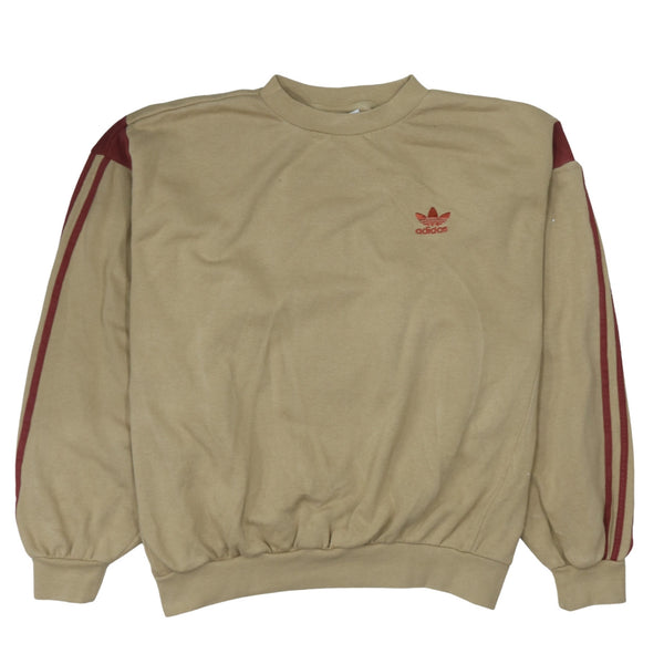 Adidas 90's Striped Sleeve Crew Neck Sweatshirt Large Brown