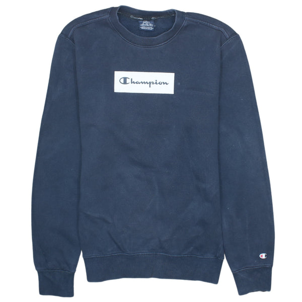 Champion 90s Vintage Navy Blue Spellout Crew Neck Sweatshirt Small