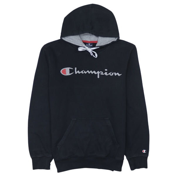 Champion 90's Spellout Pullover Hoodie Small Black