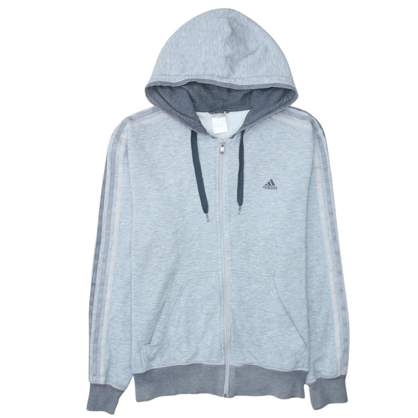 Adidas 90's Striped Sleeve Full Zip Up Hoodie Large Grey