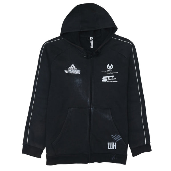 Adidas 90's Drawstring Pockets Full Zip Up Hoodie XXLarge (2XL) Black