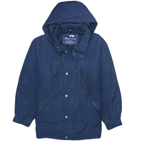 Fila Vintage 90's Navy Blue Hooded Windbreaker Jacket Medium