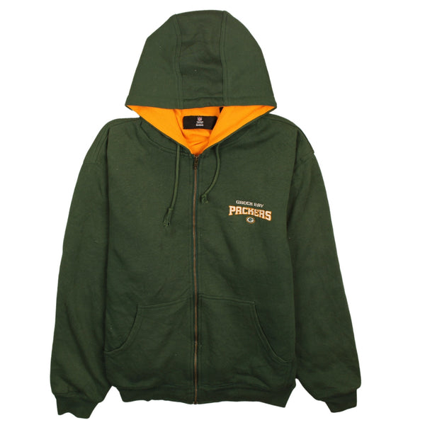 Vintage 90's NFL Green Bay Packers Full Zip Hoodie Large Green