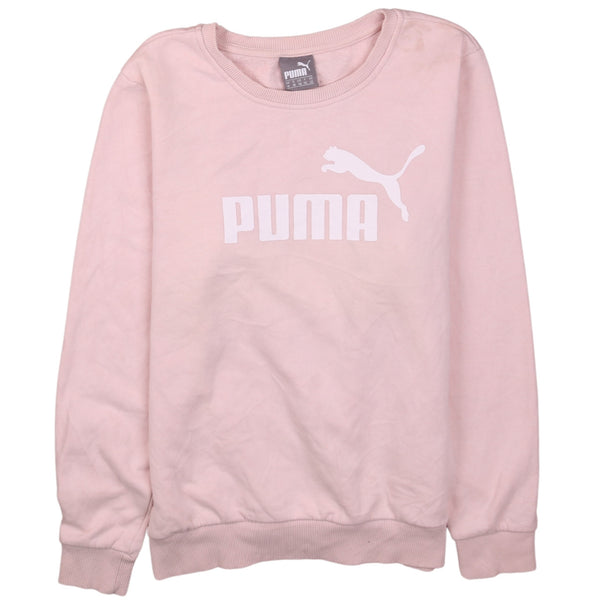 Puma Women's 90s Vintage Pink Spellout Crew Neck Sweatshirt M
