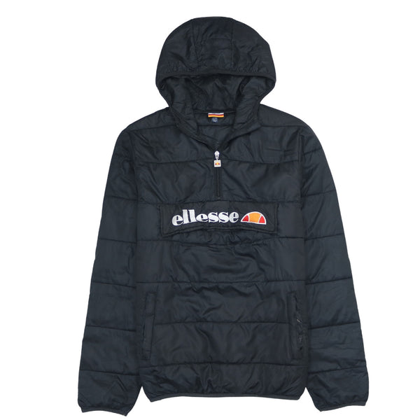 Ellesse 90's Hooded Quarter Zip Puffer Jacket Medium Black