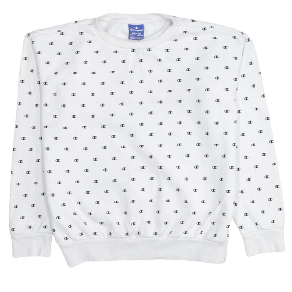 Champion 90's Plain Crew Neck Sweatshirt Medium White