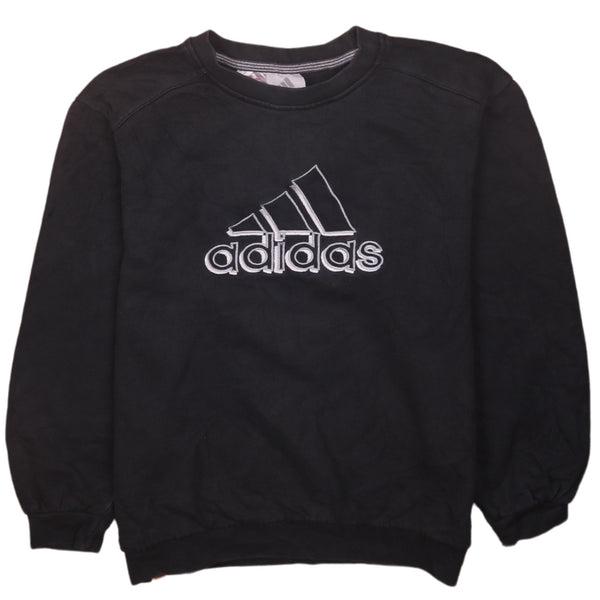 Adidas 90's Vintage Spellout Crew Sweatshirt Women Medium Navy Blue
