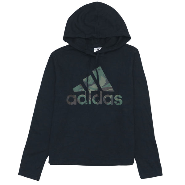 Adidas 90's Vintage Spellout Pullover Hoodie Medium Black Comfort
