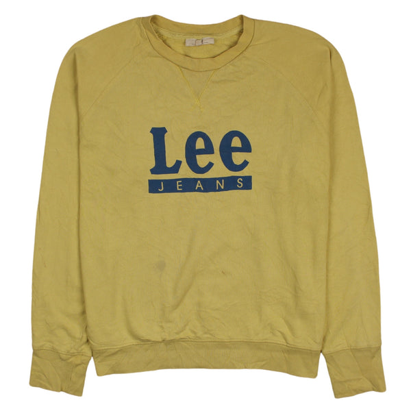 Lee 90's Yellow Spellout Crew Neck Sweatshirt Men Large Vintage