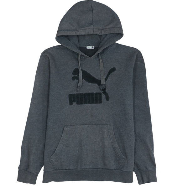Puma Men's 90's Black Spellout Pullover Hoodie Medium Cotton Faded