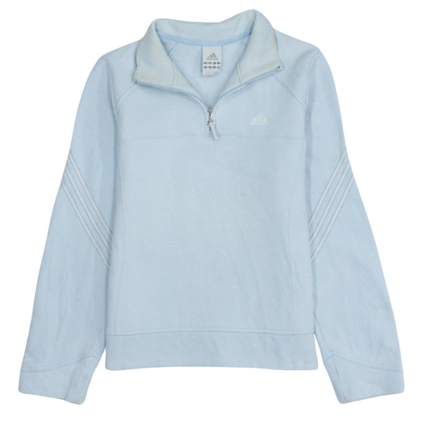 Adidas Women's 90s Blue Quarter Zip Sweatshirt Cotton Size Small
