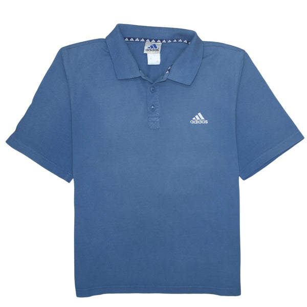 Adidas 90's Short Sleeves Quarter Button Polo Shirt Small Blue