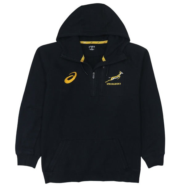 Aasics 90's Drawstring Pockets Quarter Zip Hoodie Large Black