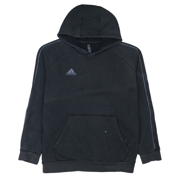 Adidas Vintage 90's Black Drawstring Pockets Pullover Hoodie XXLarge