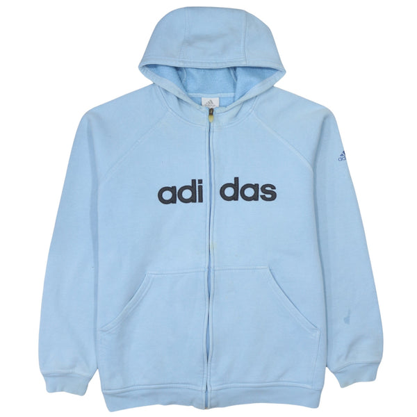 Adidas 90's Blue Spellout Full Zip Hoodie Men's Large