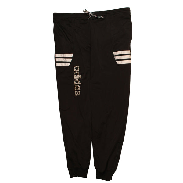 Adidas Vintage 90s Black Joggers Sweatpants Men's 44 Drawstring Elastic Waist
