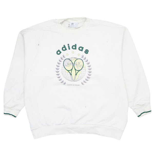 Adidas Women's 90s White Spellout Crew Neck Sweatshirt Small