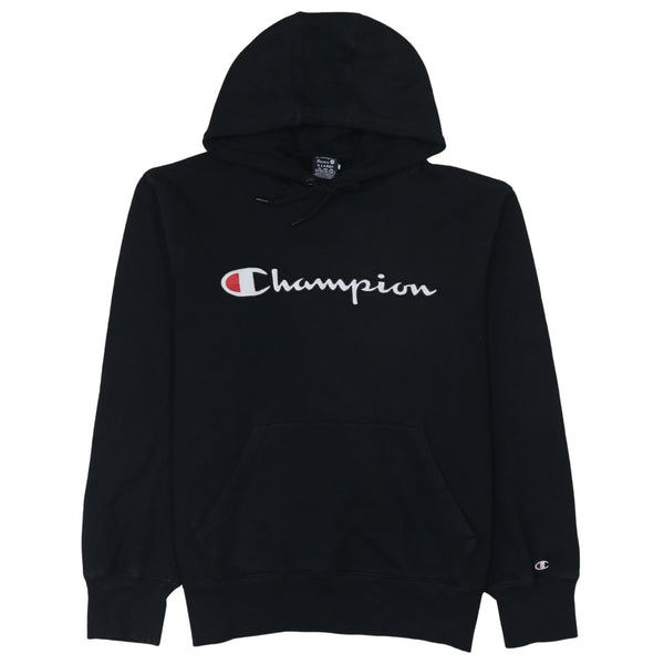 Champion 90's Spellout Pullover Hoodie XLarge Black