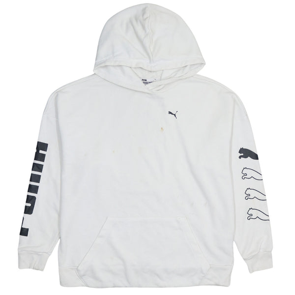 Puma 90's Drawstring Pockets Pullover Hoodie Small White