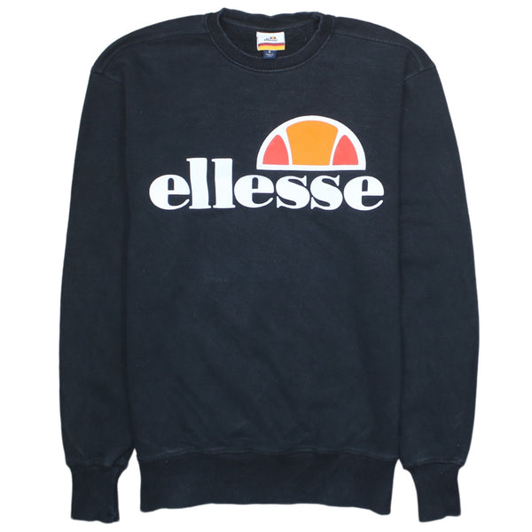 Ellesse 90's Spellout Crew Neck Vintage Sweatshirt Small Black