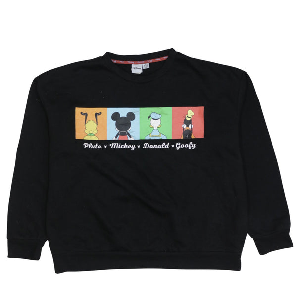 Disney 90's Mickey Mouse & Friend Crew Neck Sweatshirt XLarge Black