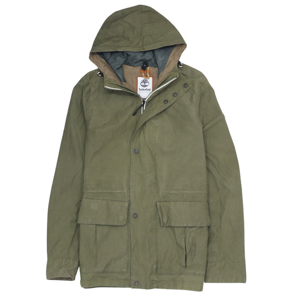 Timberland 90's Hooded Full Zip Up Windbreaker Small Green
