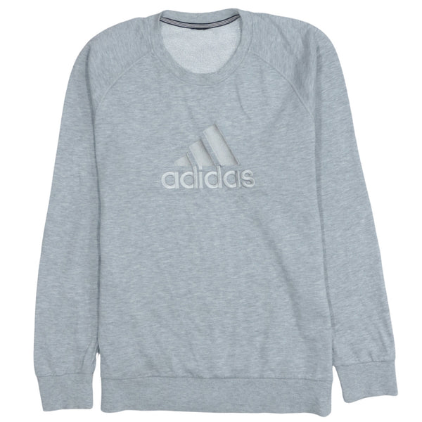 Adidas 90s Vintage Spellout Crew Neck Sweatshirt Small Grey Cotton